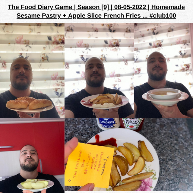 The Food Diary Game  Season [9]  08-05-2022  Homemade Sesame Pastry + Apple Slice French Fries 🍏🥔...#club100.png